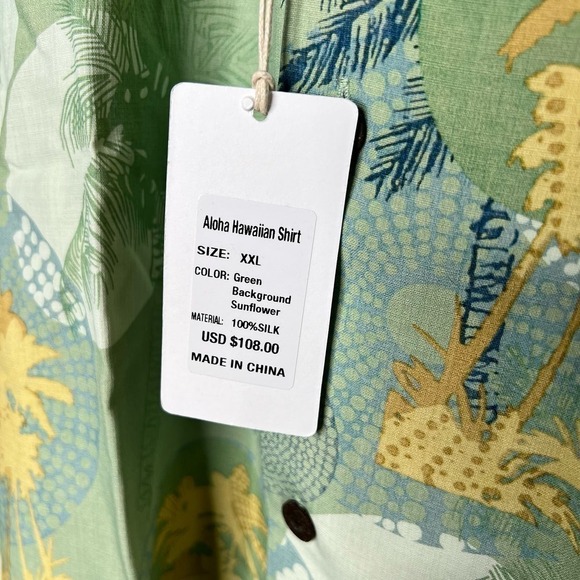 New Men’s Havana Breeze Silk Short Sleeve Printed Button Up Shirt Size XXL - Picture 3 of 8